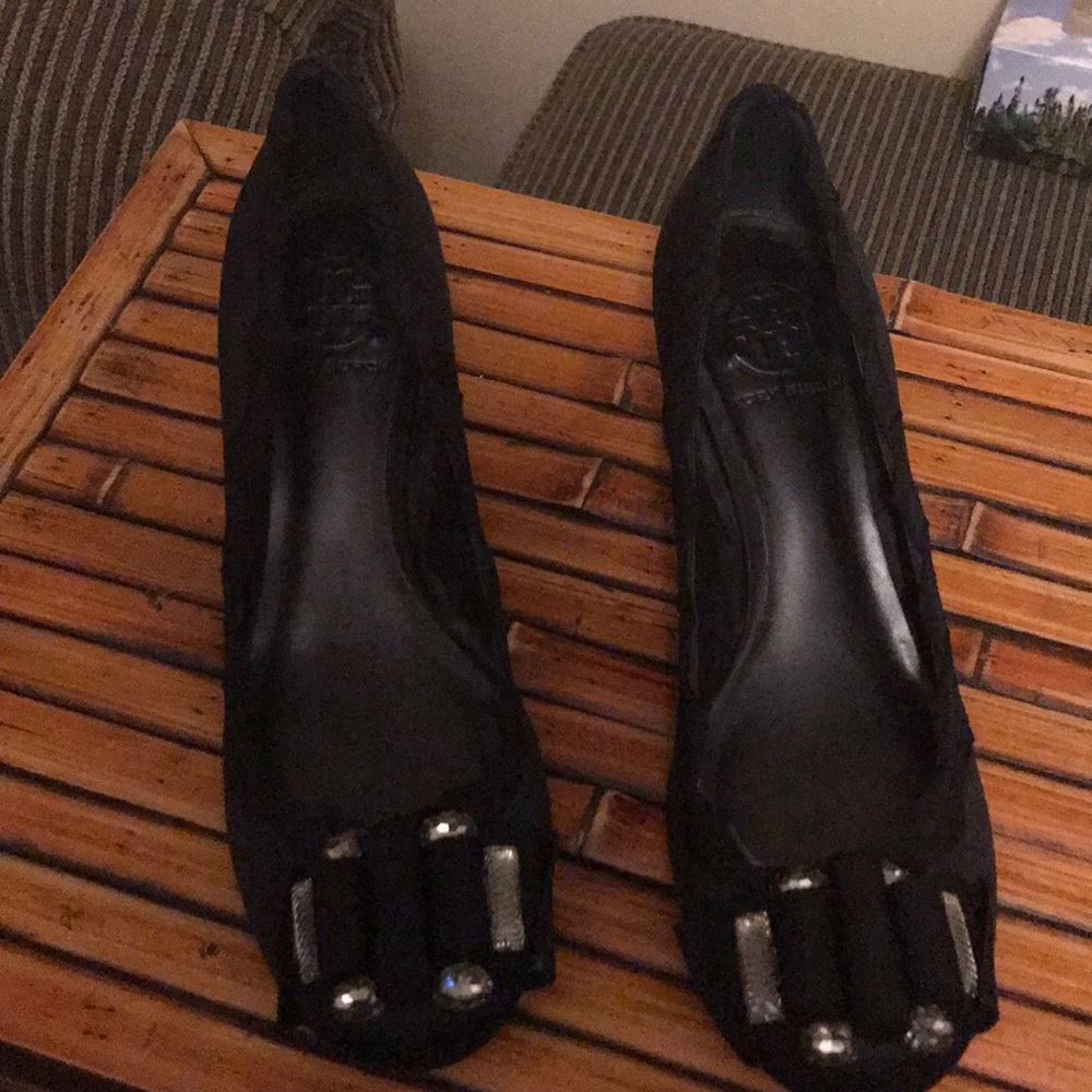 Tory Burch black satin and sequin